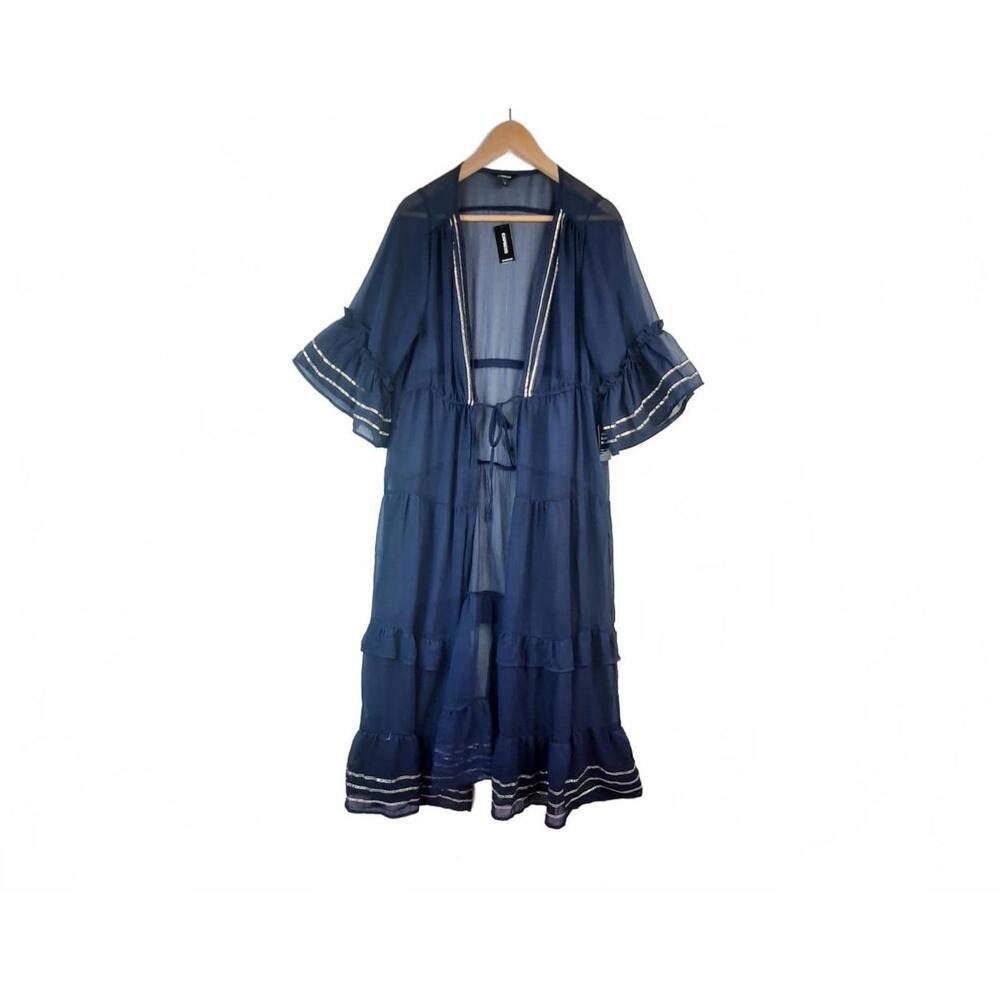 NWT Express Women's Sheer Navy Kimono Cover-Up Dress Size M